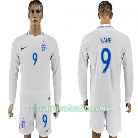 Camisolas de Futebol Inglaterra Kane 9 Equipamento Principal Copa do Mundo 2018 Manga Comprida